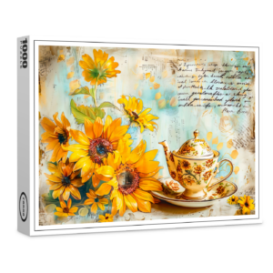 raxxa Premium-Puzzle: Sunflower with Antique Coffee Pot and Fantasy Script