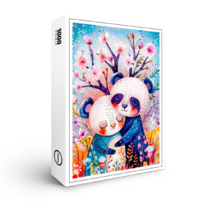 raxxa Premium-Puzzle: Two Pandas Hugging in Bamboo Forest
