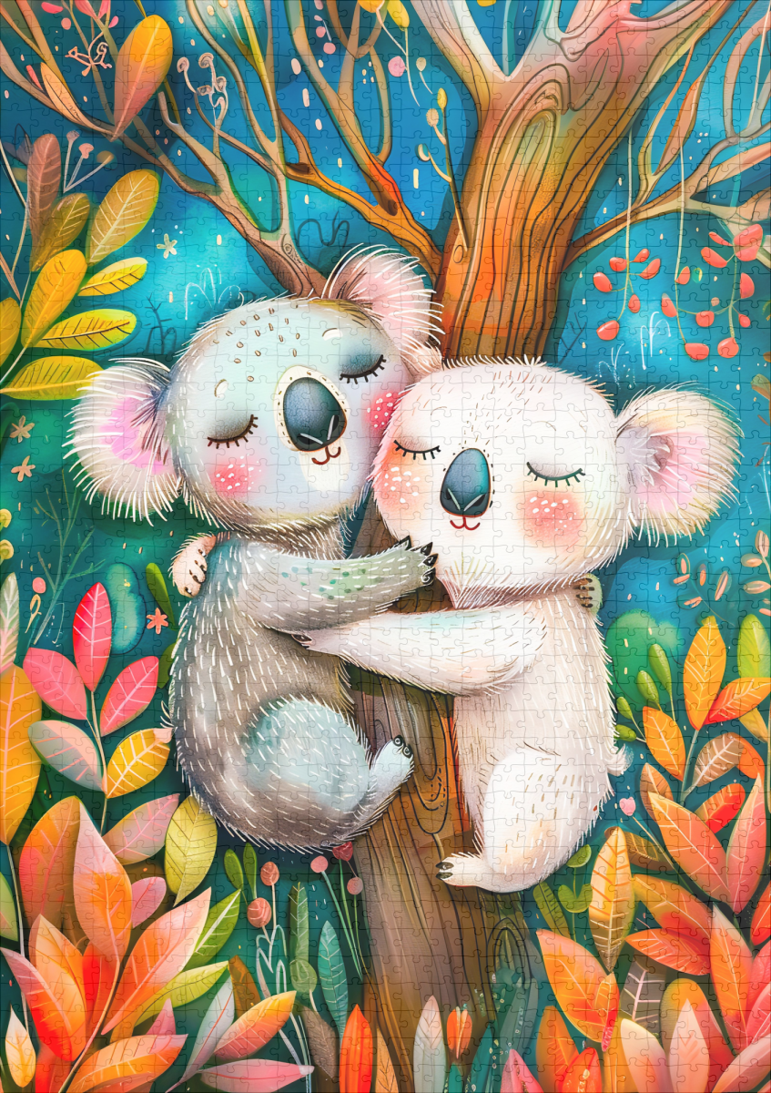 raxxa Premium-Puzzle: Illustration of koalas hugging in eucalyptus forest - immagine 2