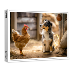 raxxa Premium-Puzzle: Small Shepherd Dog and Chicken in the Henhouse