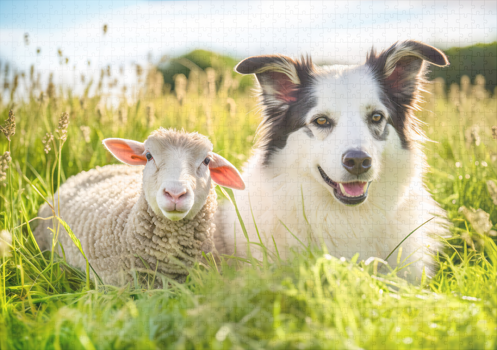 raxxa Premium-Puzzle: Shepherd Dog and Sheep Resting Together in Meadow - immagine 2