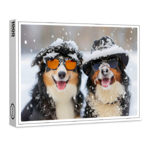 raxxa Premium-Puzzle: Snow Buddies- Two Bernese Mountain Dogs Enjoying Winter Wonderland
