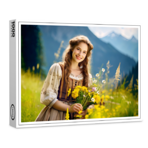 raxxa Premium-Puzzle: Woman in Traditional Dress with Wildflowers