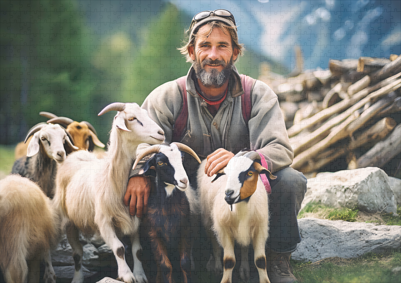 raxxa Premium-Puzzle: Mountain Shepherd with Goats - immagine 2