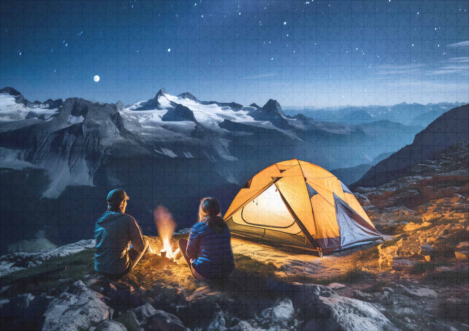 raxxa Premium-Puzzle: Campfire by Tent under Starry Sky - Imagen 2