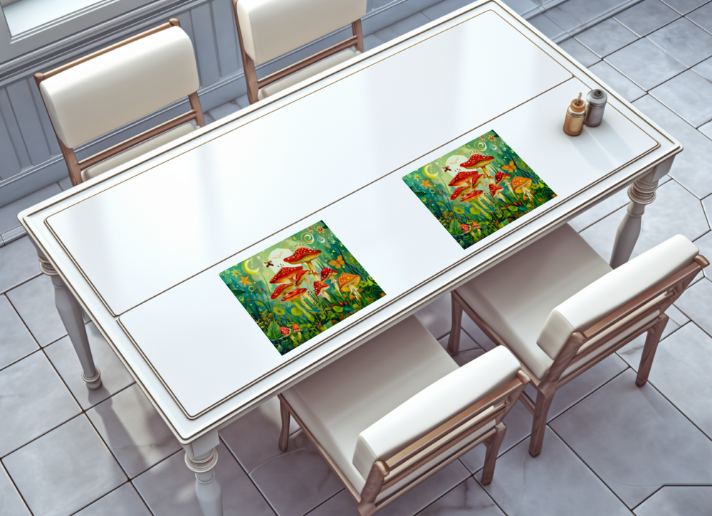 raxxa Premium-Tischset: Fly Agaric Mushrooms Under Full Moonlight