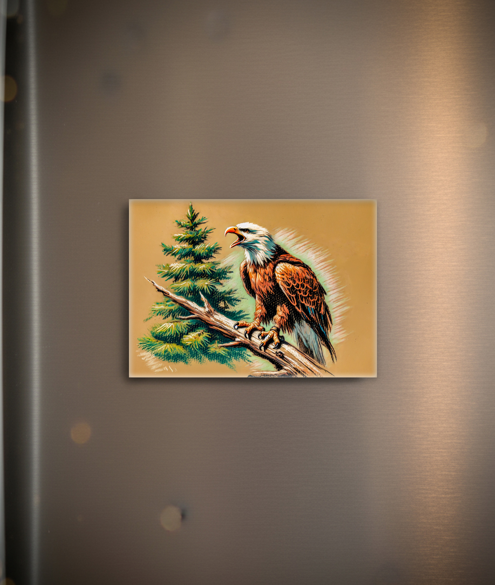 raxxa Glas-Magnet: Eagle Calling into the Forest Pastel Chalk Drawing