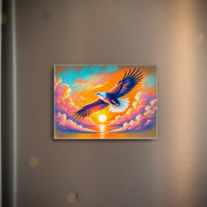 raxxa Glas-Magnet: Eagle Flying at Sunset Pastel Chalk Drawing