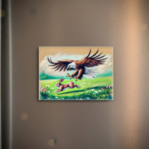 raxxa Glas-Magnet: Catching Rabbit in Grassland Pastel Chalk Drawing