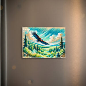raxxa Glas-Magnet: Eagle Flying Over Forest Pastel Chalk Drawing