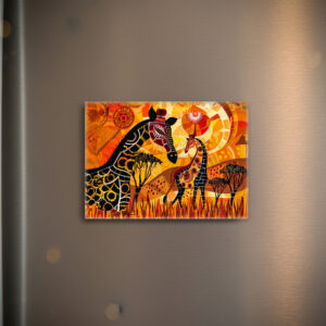 raxxa Glas-Magnet: African giraffes and sun in tribal style