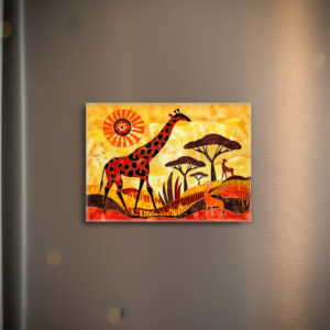 raxxa Glas-Magnet: African giraffe with geometric tribal design
