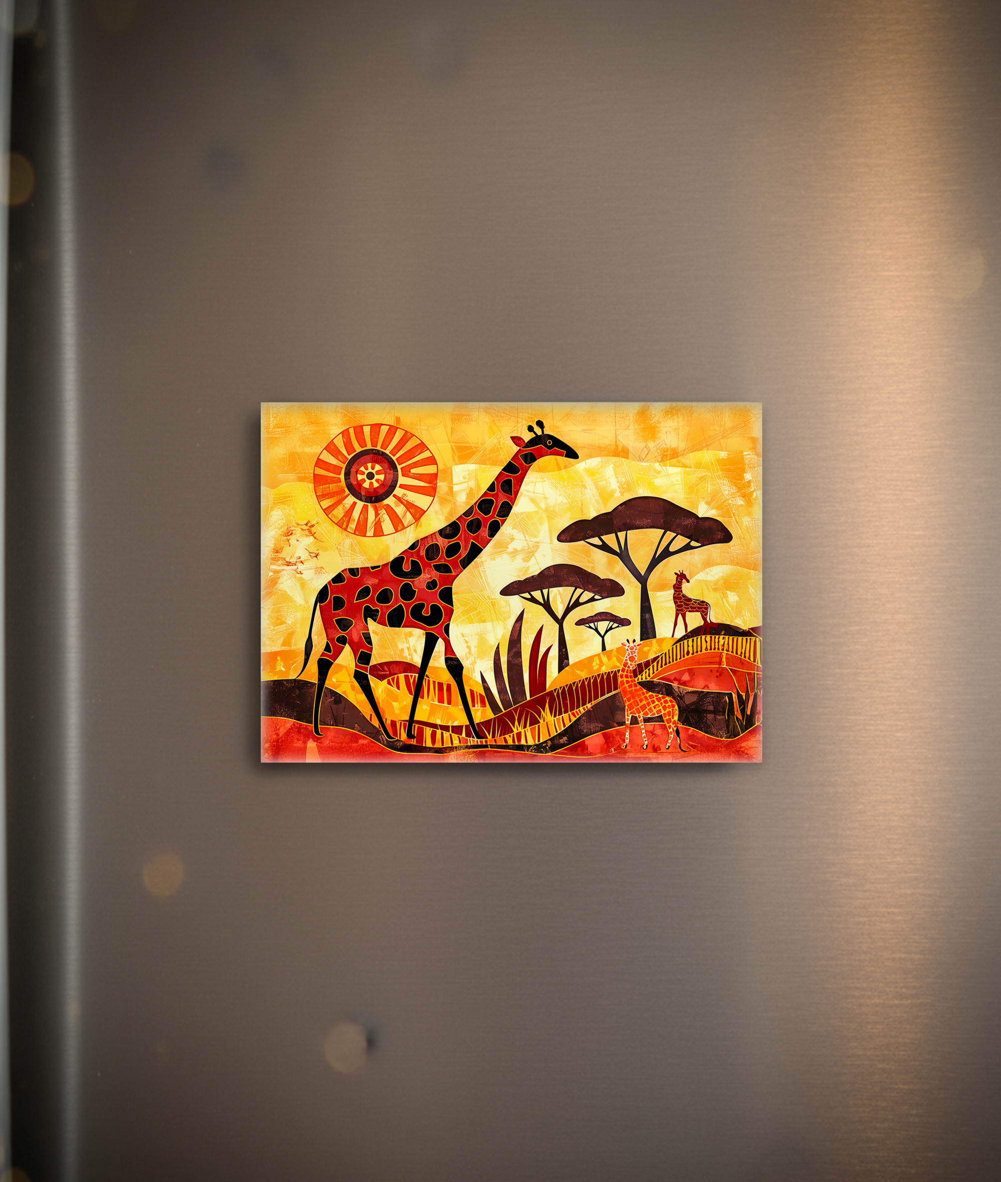 raxxa Glas-Magnet: African giraffe with geometric tribal design