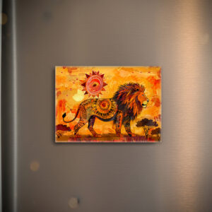 raxxa Glas-Magnet: African lion portrait in tribal style