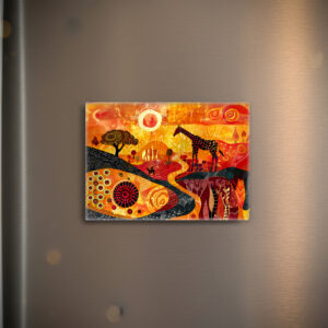 raxxa Glas-Magnet: African giraffes in tribal painting style