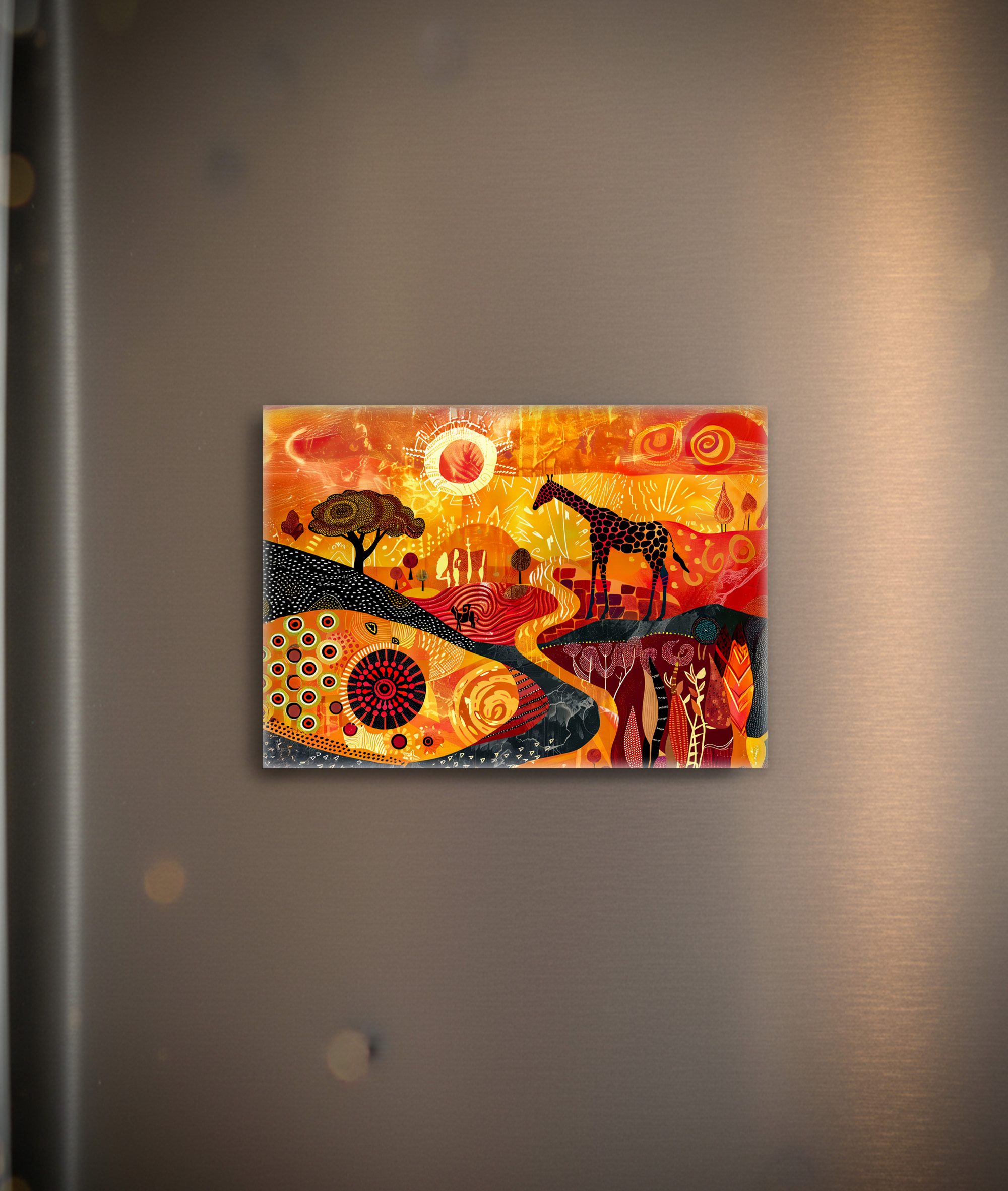 raxxa Glas-Magnet: African giraffes in tribal painting style