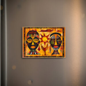 raxxa Glas-Magnet: African tribal masks and sun painting