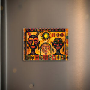 raxxa Glas-Magnet: African sun and masks in tribal painting