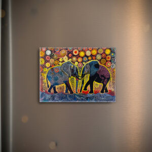 raxxa Glas-Magnet: African elephants with tribal patterns painting