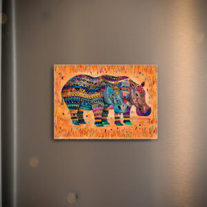 raxxa Glas-Magnet: African hippos with tribal pattern painting