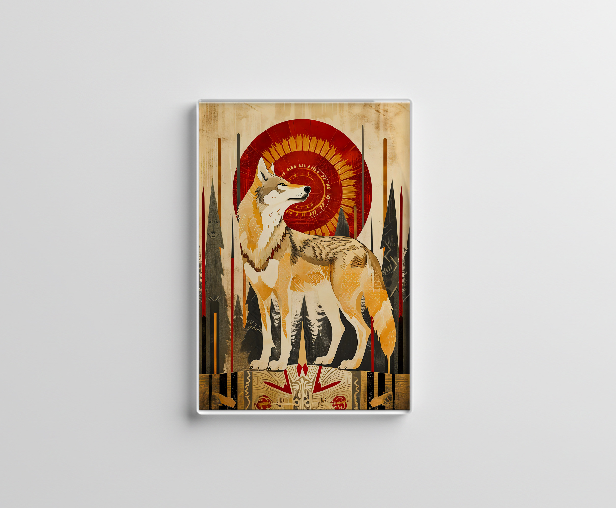 raxxa Glas-Magnet: Wolf Totem – Guardian in Deco Style