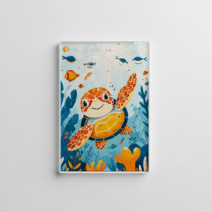 raxxa Glas-Magnet: Cartoon of Sea Turtle in Kelp Forest