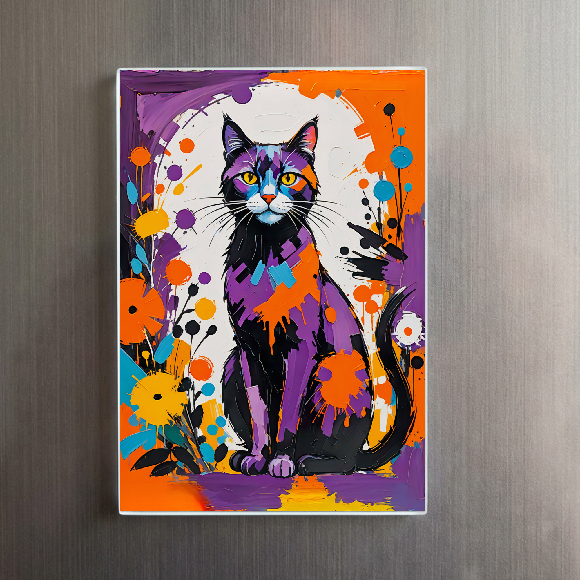raxxa Glas-Magnet: Vibrant Abstract Feline Painting – Image 2