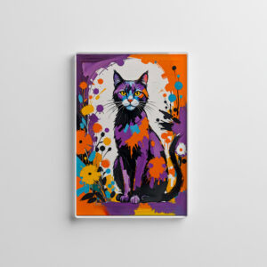 raxxa Glas-Magnet: Vibrant Abstract Feline Painting