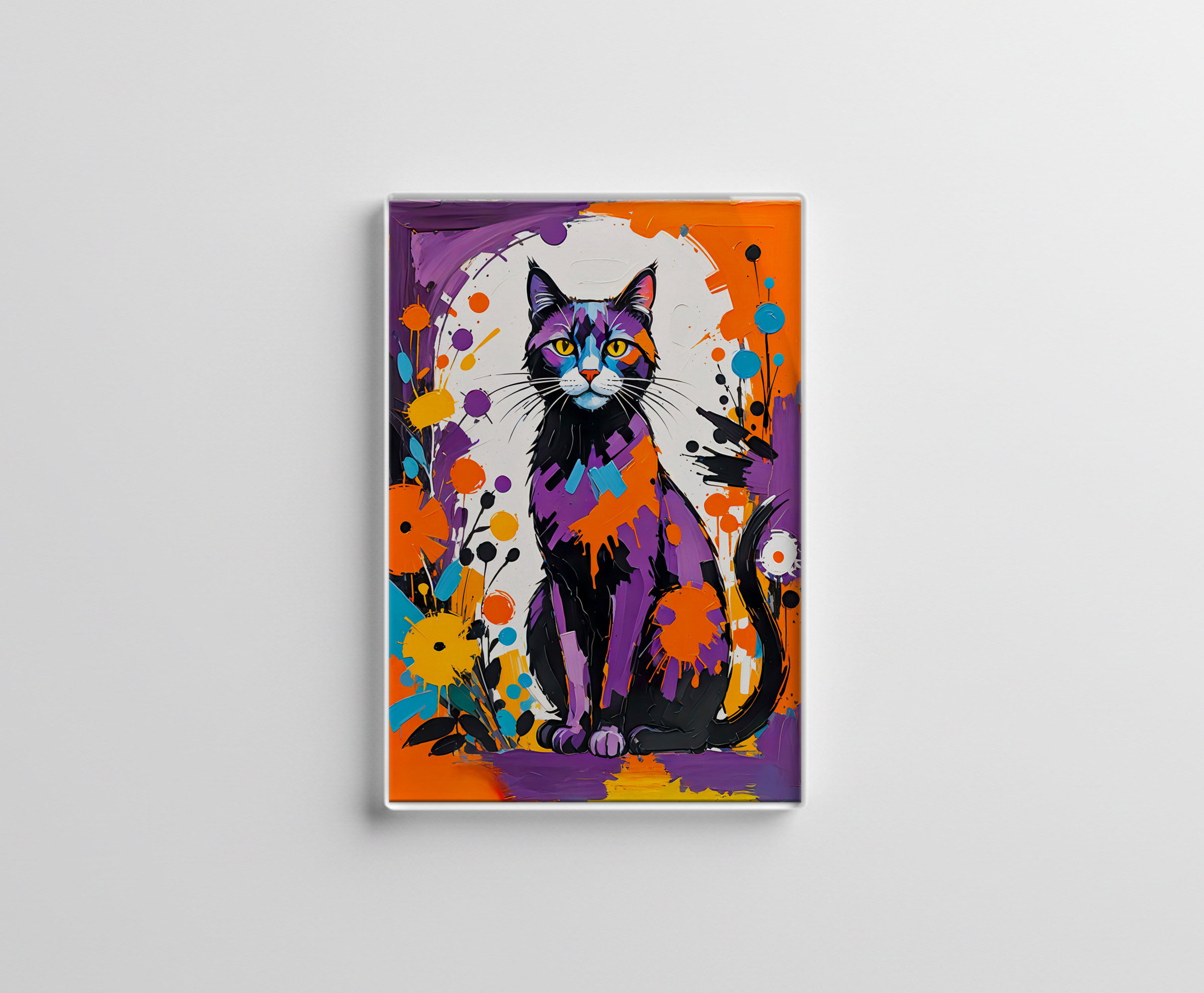 raxxa Glas-Magnet: Vibrant Abstract Feline Painting