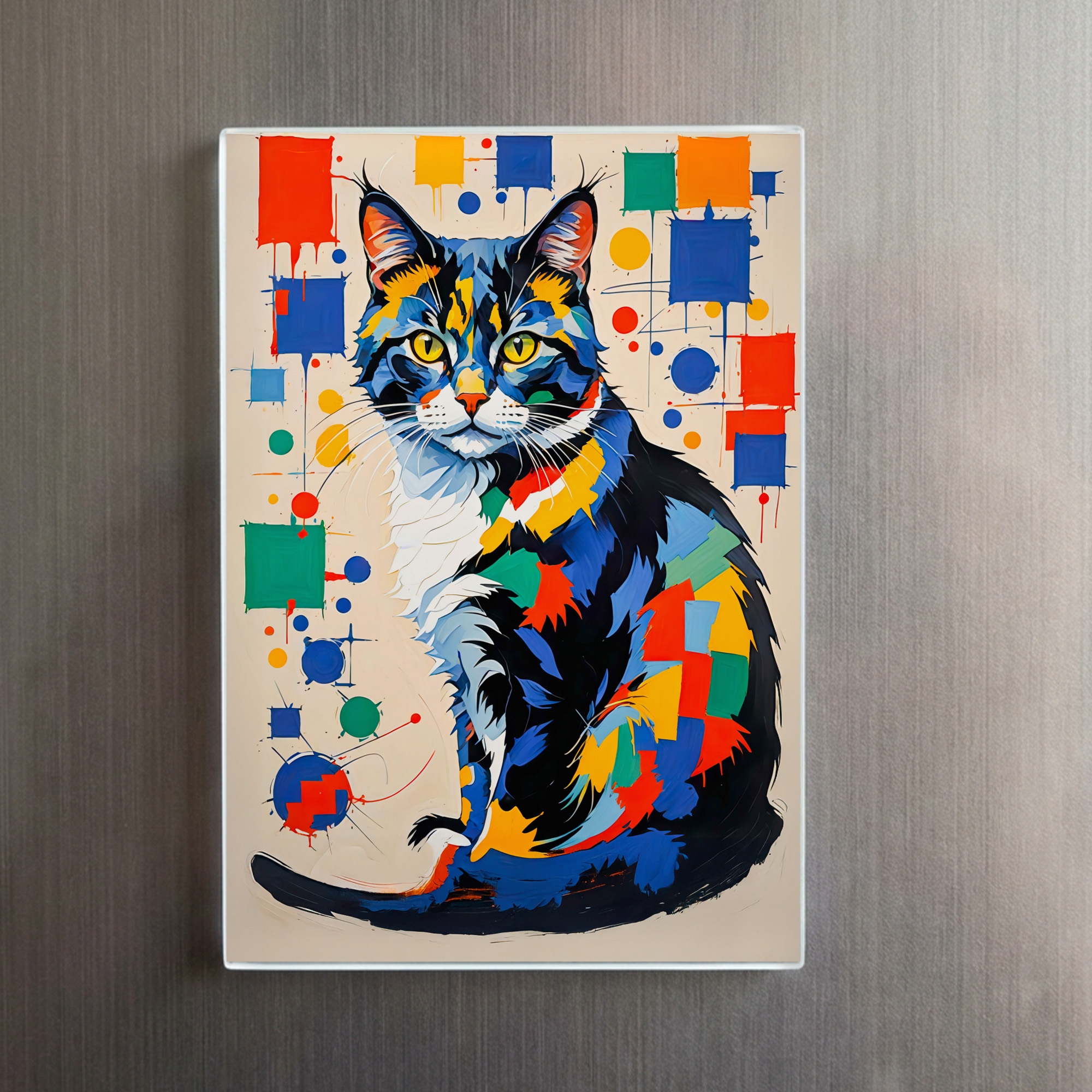 raxxa Glas-Magnet: Abstract Geometric Cat Painting Illustration - immagine 2