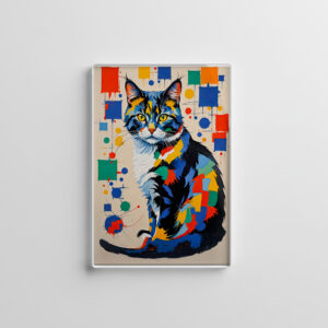 raxxa Glas-Magnet: Abstract Geometric Cat Painting Illustration