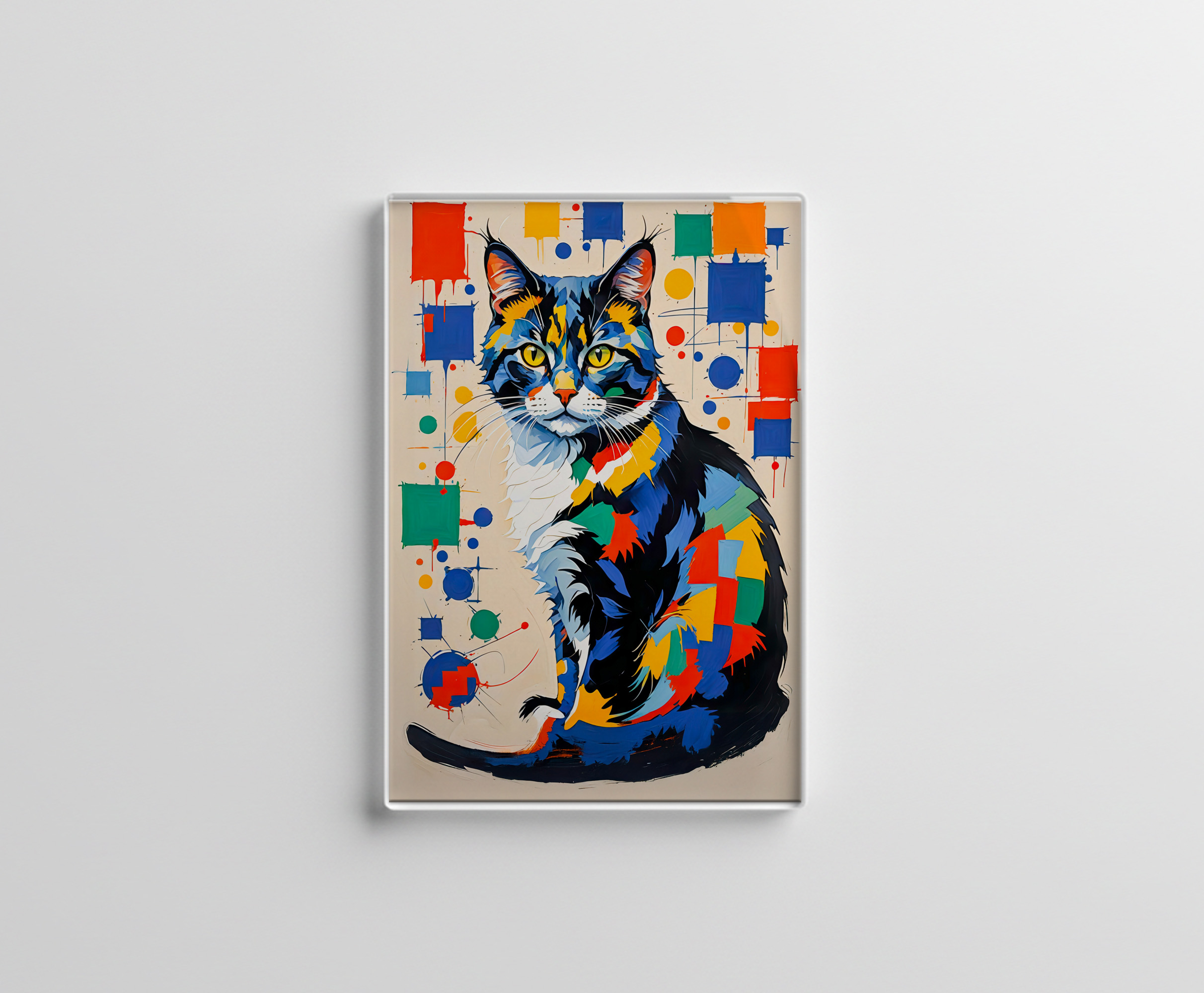 raxxa Glas-Magnet: Abstract Geometric Cat Painting Illustration