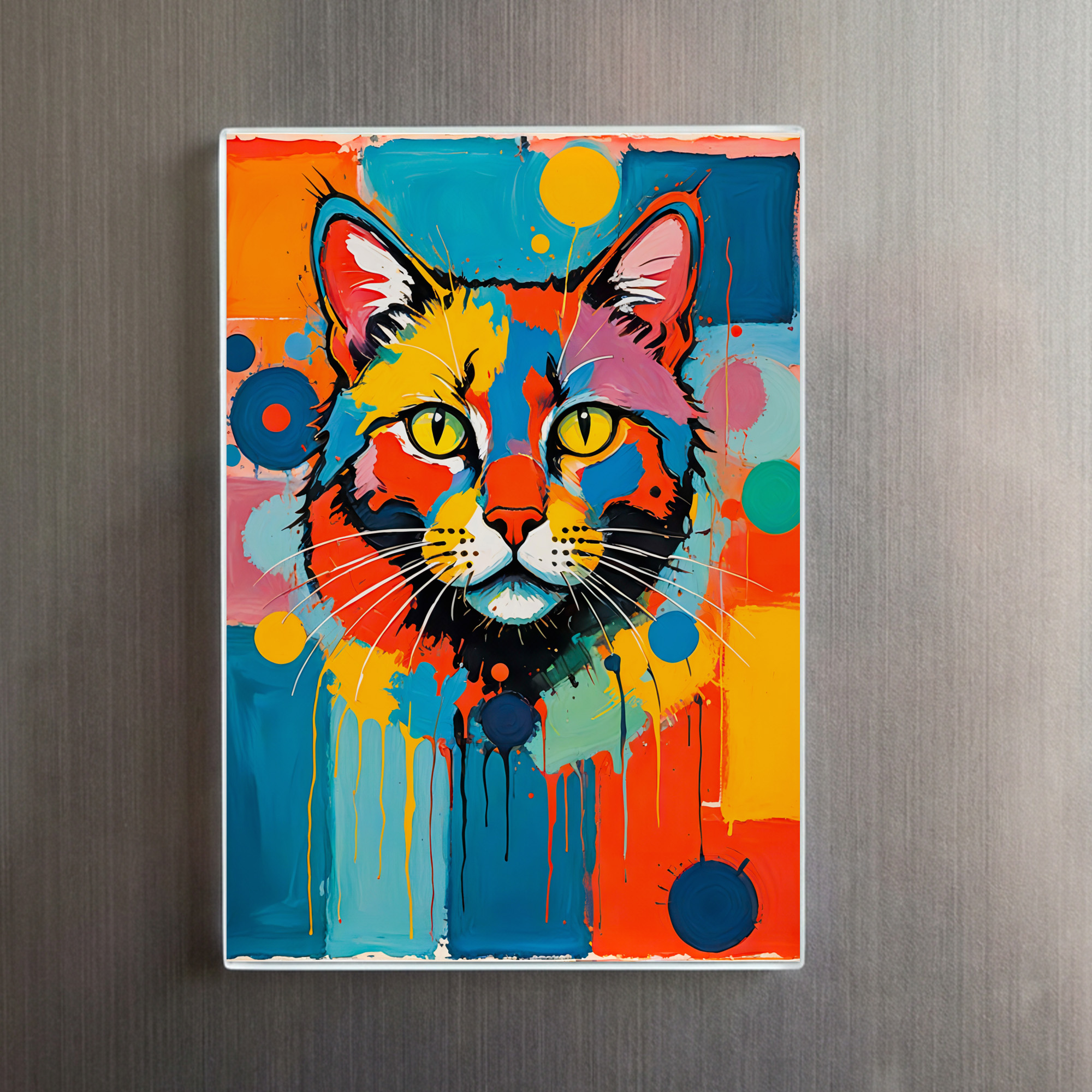 raxxa Glas-Magnet: Abstract Cubist Cat Art Illustration - immagine 2