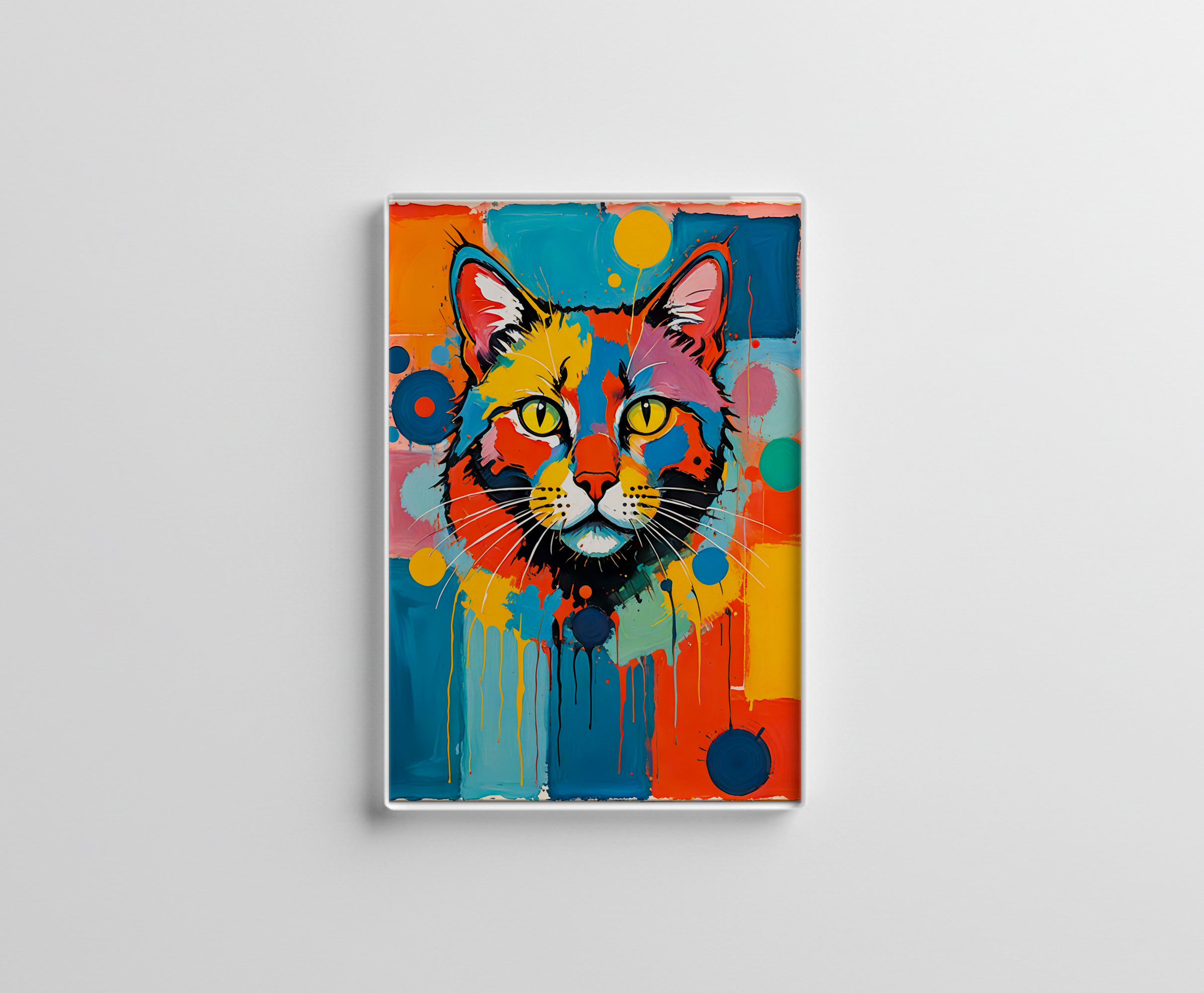 raxxa Glas-Magnet: Abstract Cubist Cat Art Illustration