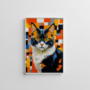 raxxa Glas-Magnet: Vivid Geometric Cat Painting Illustration