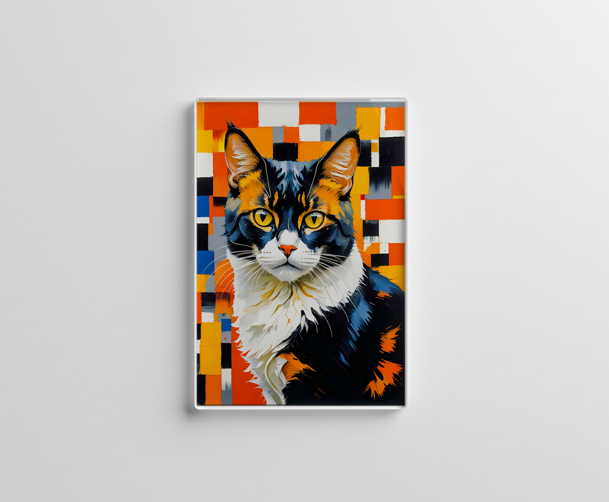 raxxa Glas-Magnet: Vivid Geometric Cat Painting Illustration