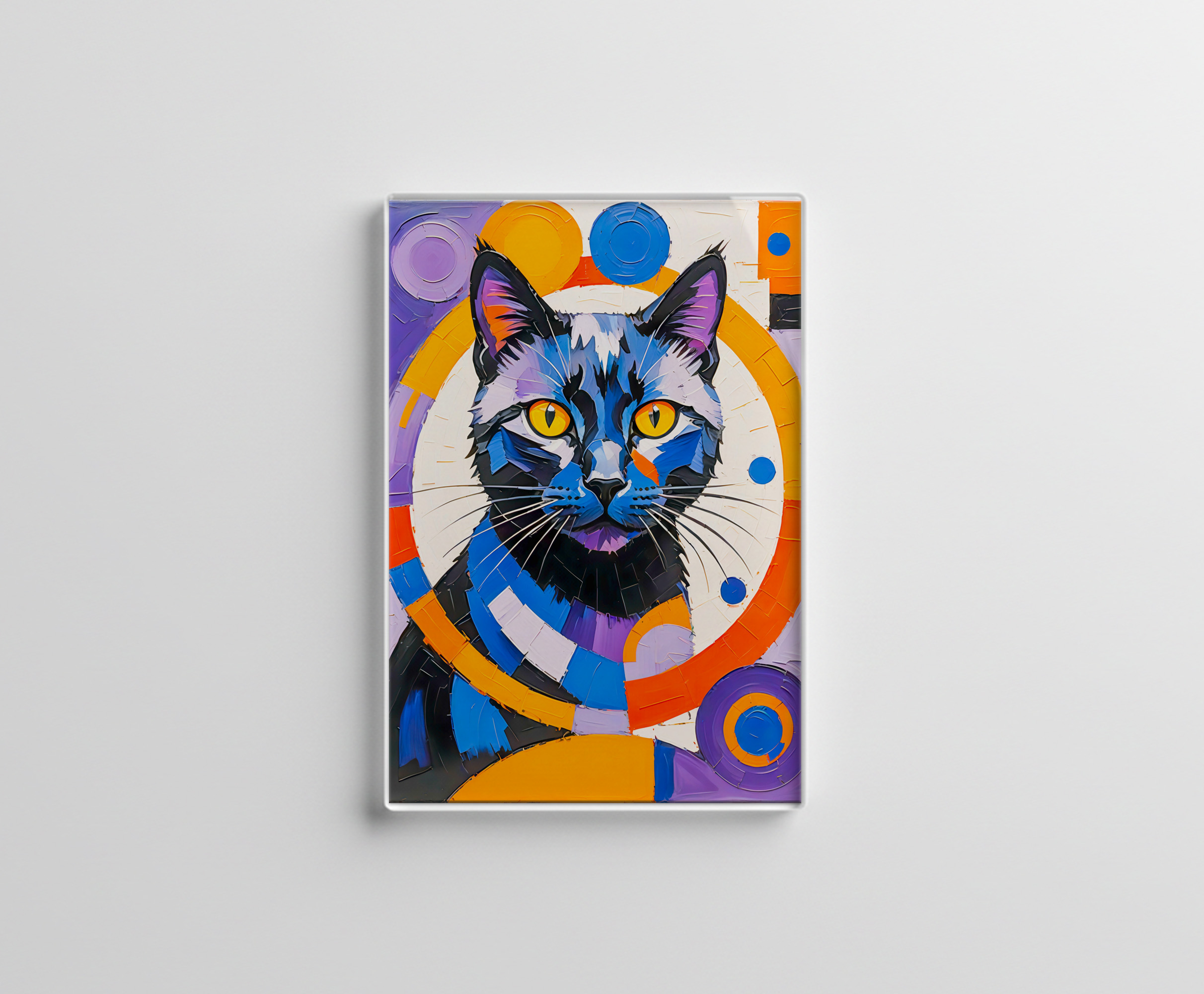 raxxa Glas-Magnet: Modern Geometric Cat Art painting