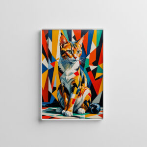 raxxa Glas-Magnet: Bright Cubist Cat Art Design