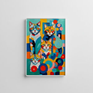 raxxa Glas-Magnet: Vivid Cubist Cats Painting