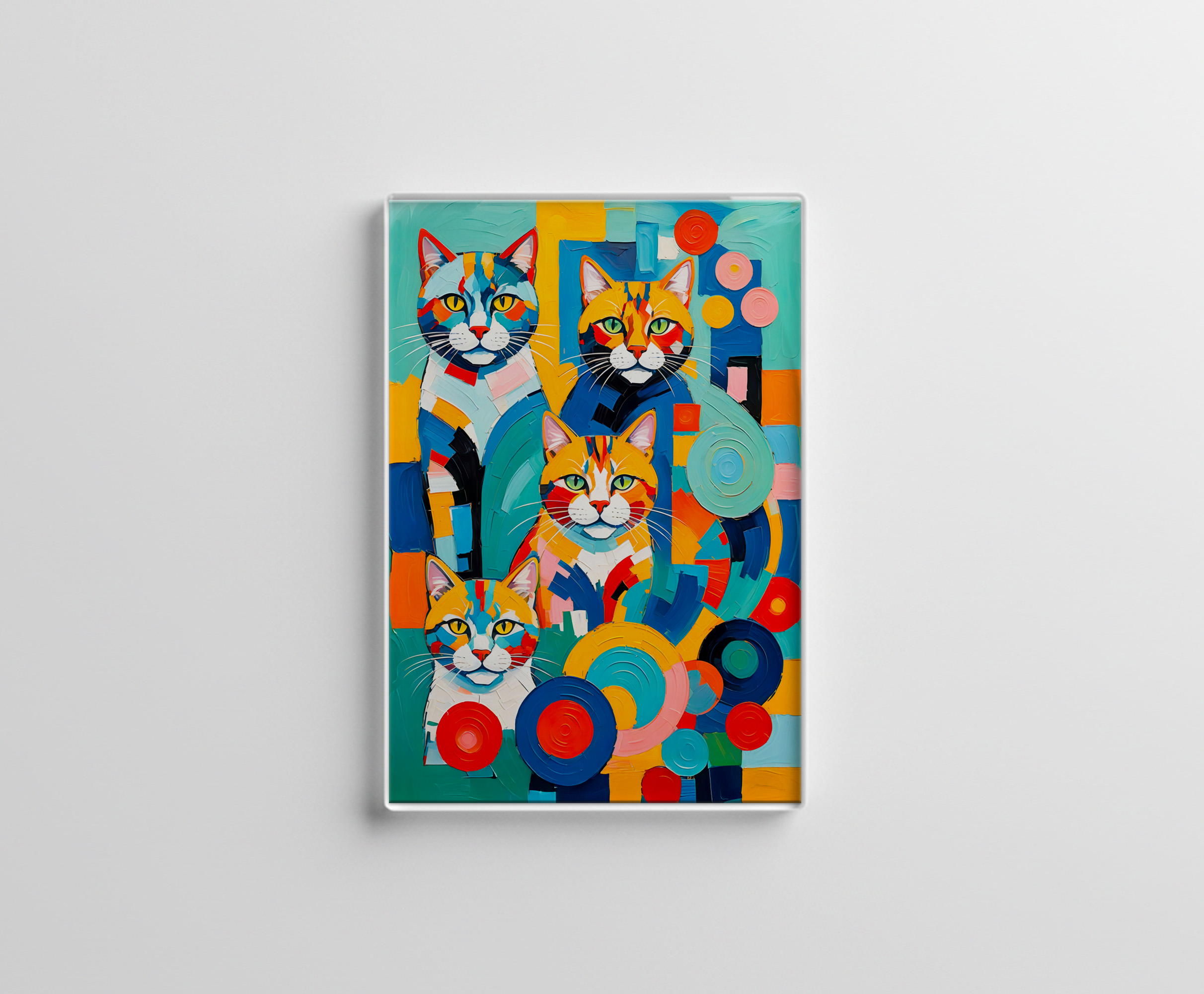 raxxa Glas-Magnet: Vivid Cubist Cats Painting