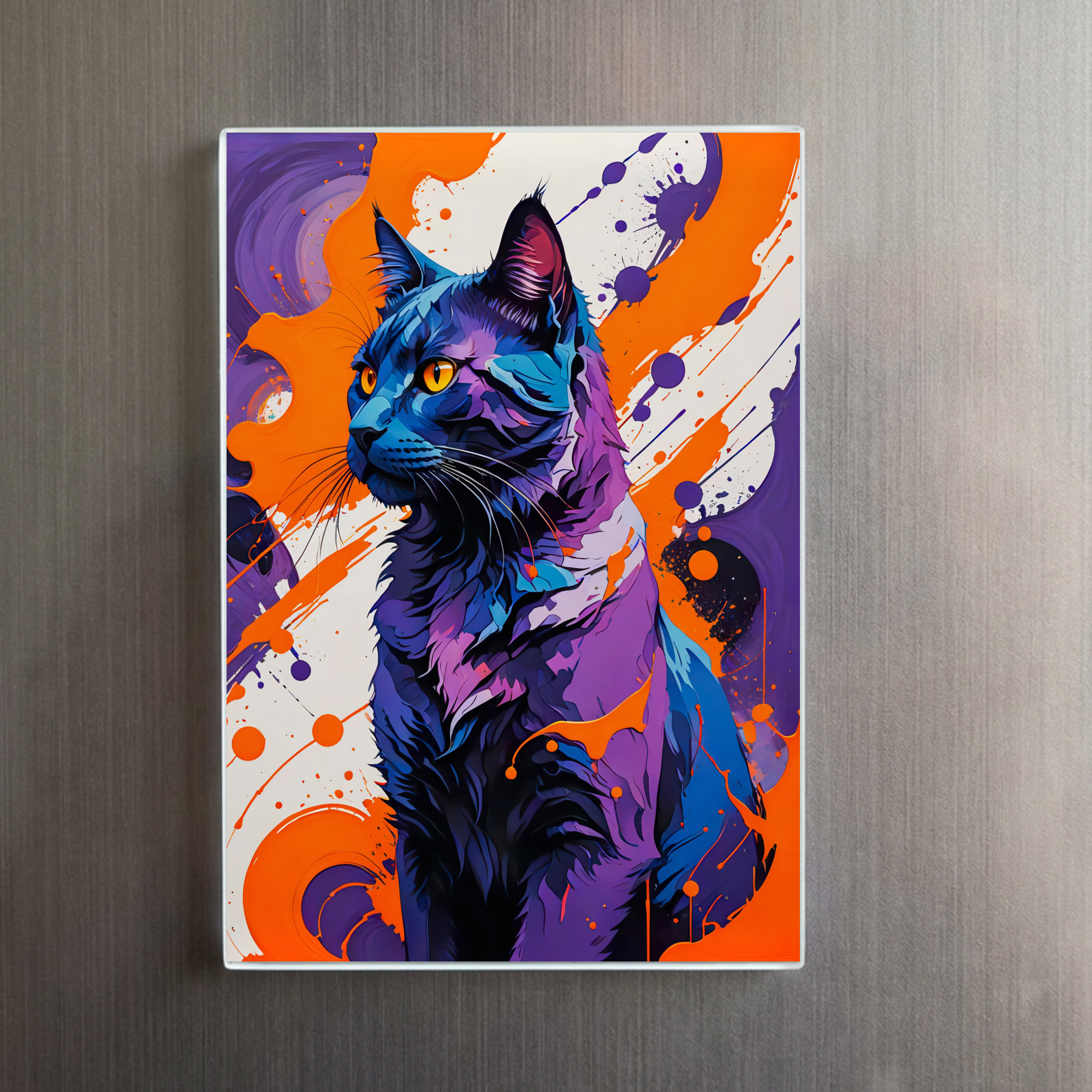 raxxa Glas-Magnet: Vibrant Cubist Cat Portrait illustration - Image 2