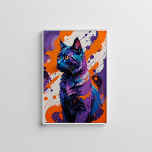 raxxa Glas-Magnet: Vibrant Cubist Cat Portrait illustration