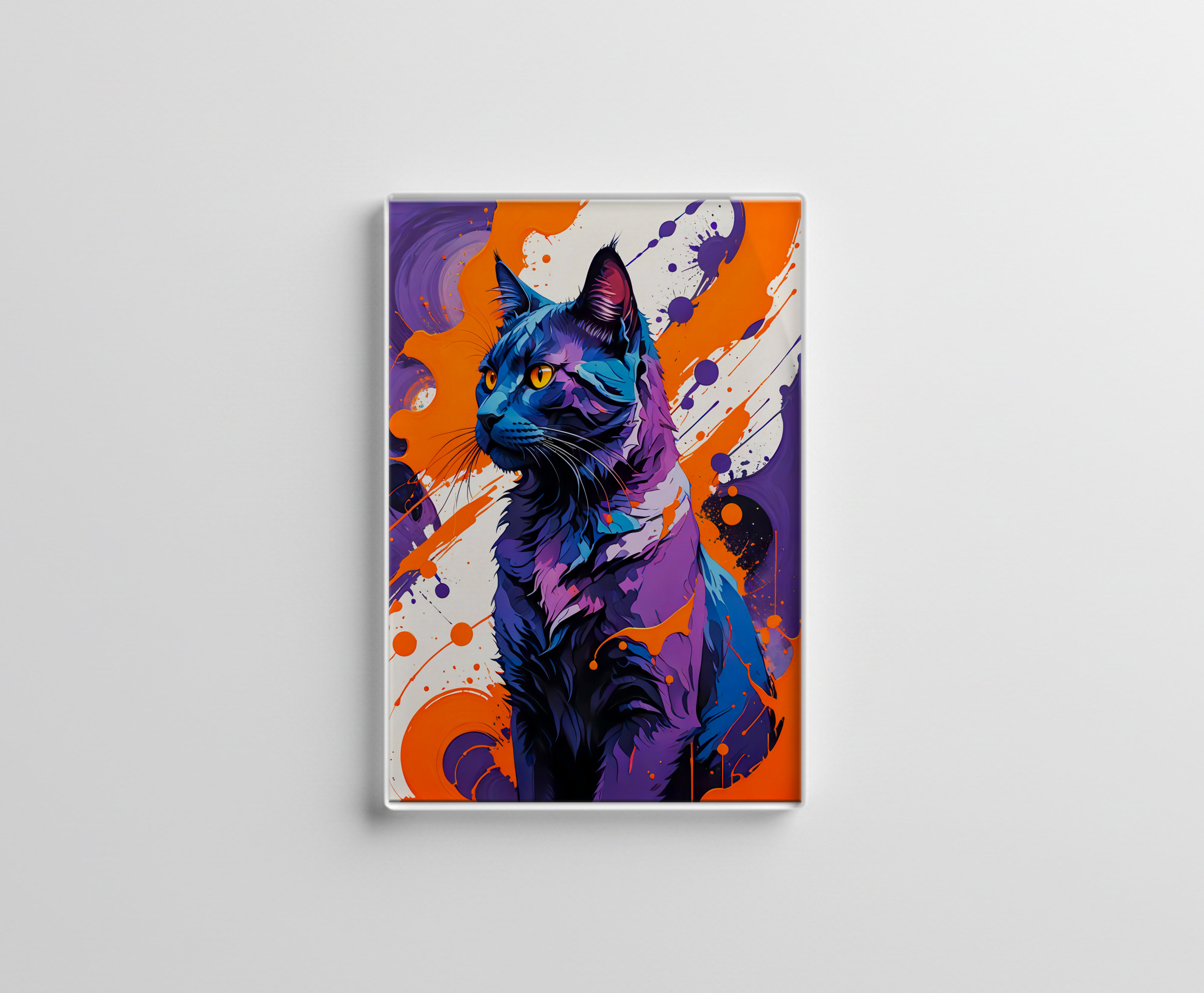raxxa Glas-Magnet: Vibrant Cubist Cat Portrait illustration