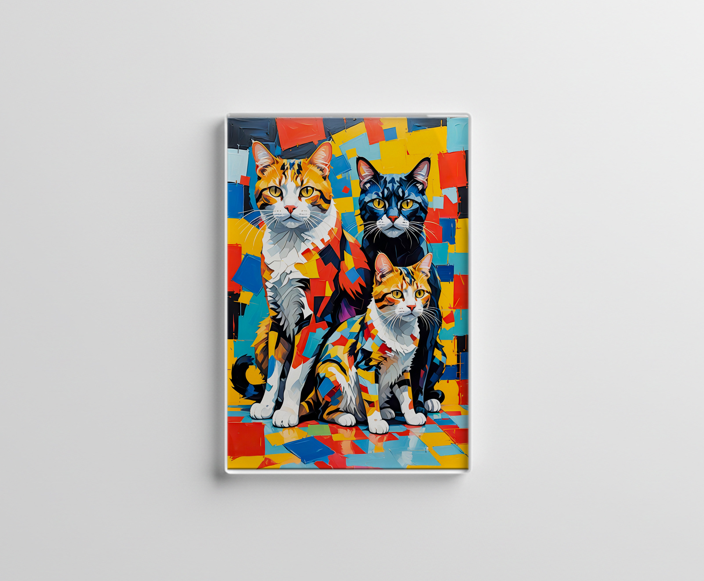 raxxa Glas-Magnet: Colorful Geometric Feline Portraits