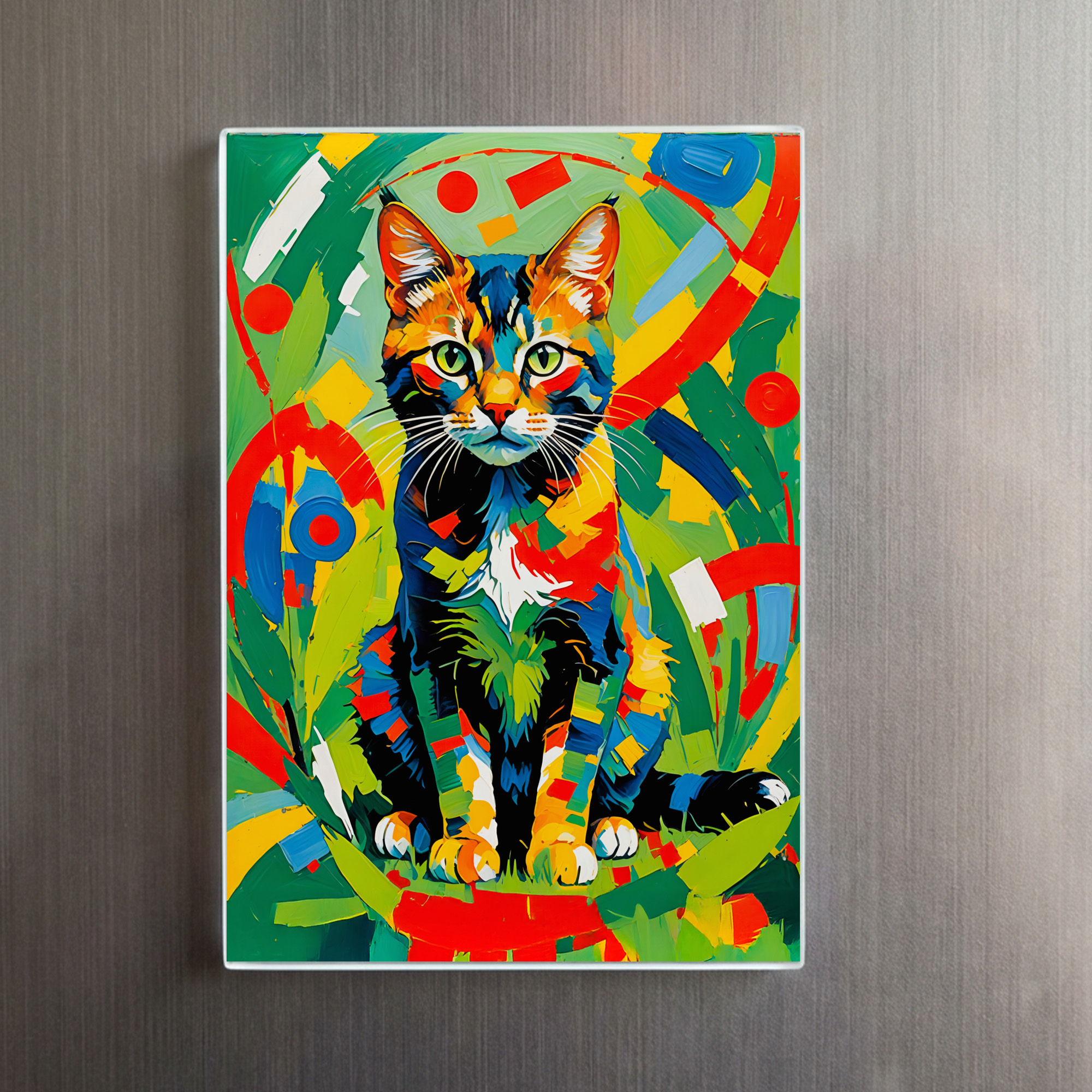 raxxa Glas-Magnet: Geometric Feline Portrait in rich colours - Image 2