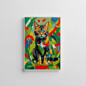 raxxa Glas-Magnet: Geometric Feline Portrait in rich colours