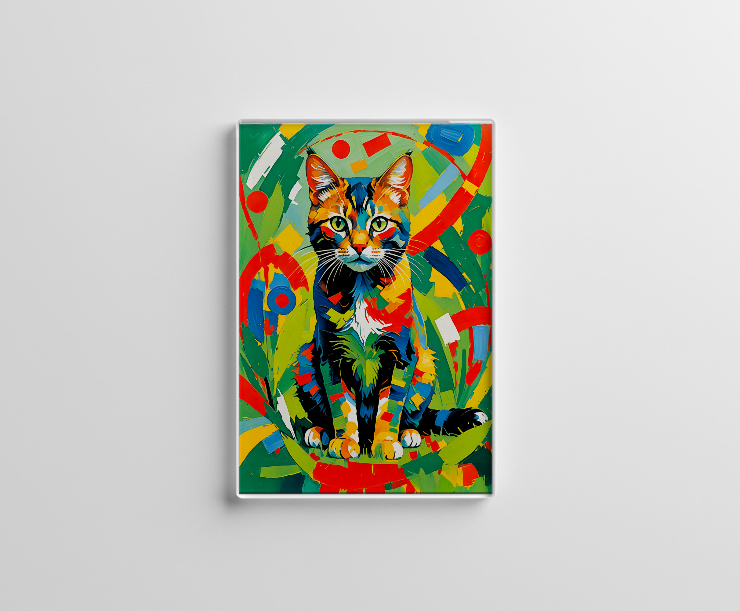 raxxa Glas-Magnet: Geometric Feline Portrait in rich colours