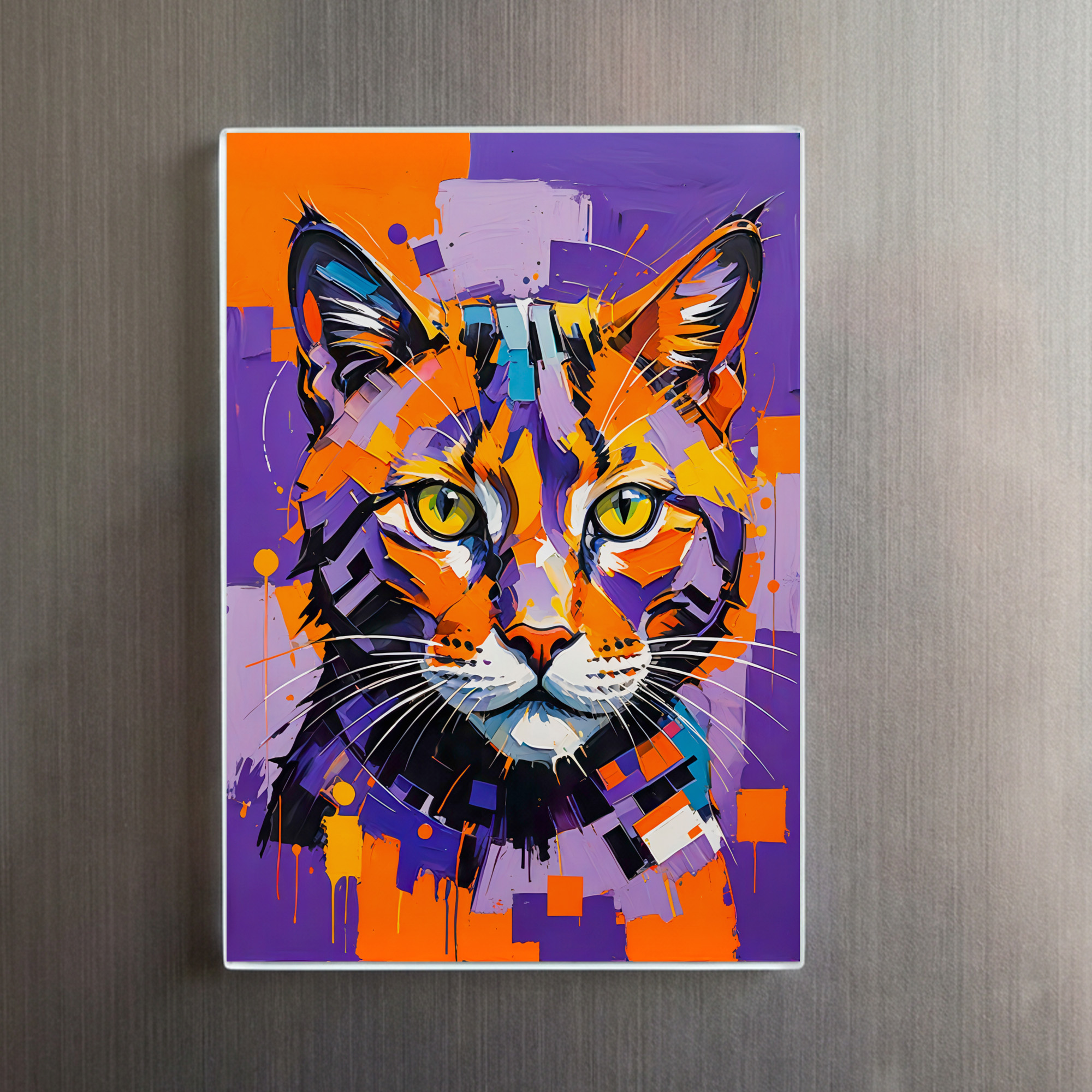 raxxa Glas-Magnet: Modern Cubist Cat Art Painting – Bild 2