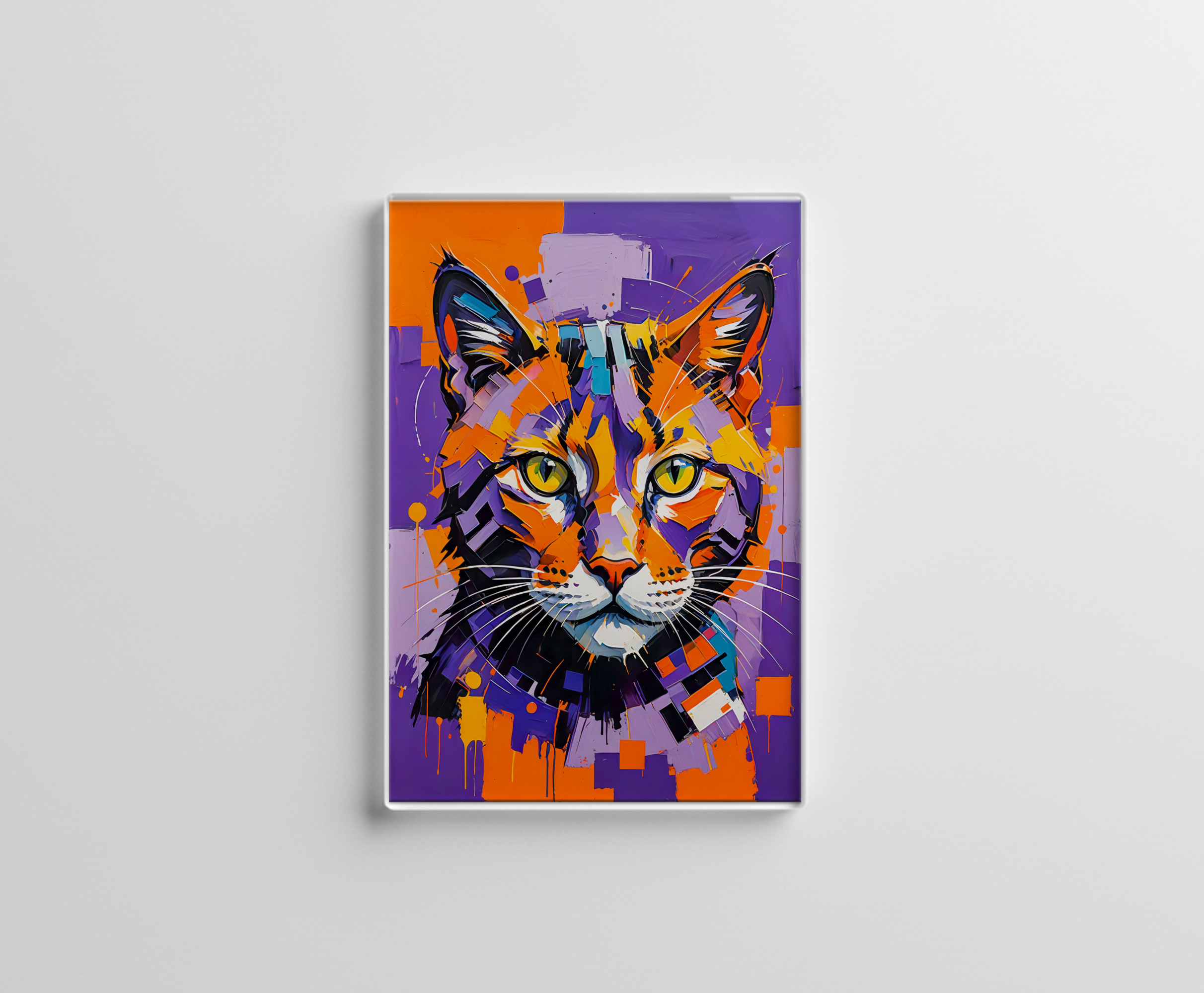 raxxa Glas-Magnet: Modern Cubist Cat Art Painting