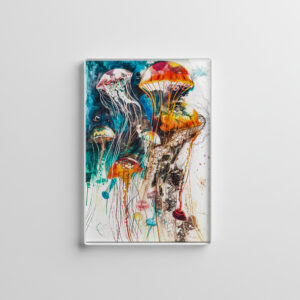 raxxa Glas-Magnet: Abstract Watercolor Illustration of Jellyfish